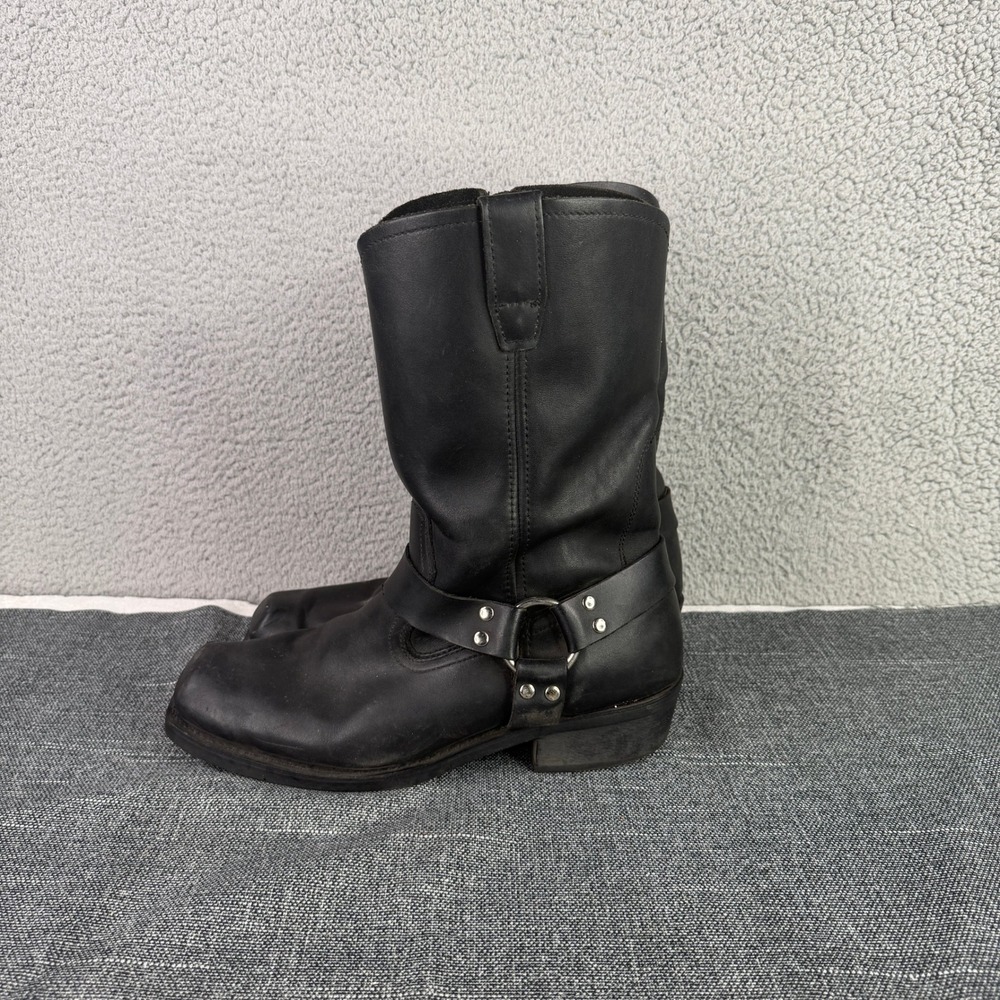 Cody James Harness Boots Mens 13M Black Leather Square Toe Side Zip CJ9995Z